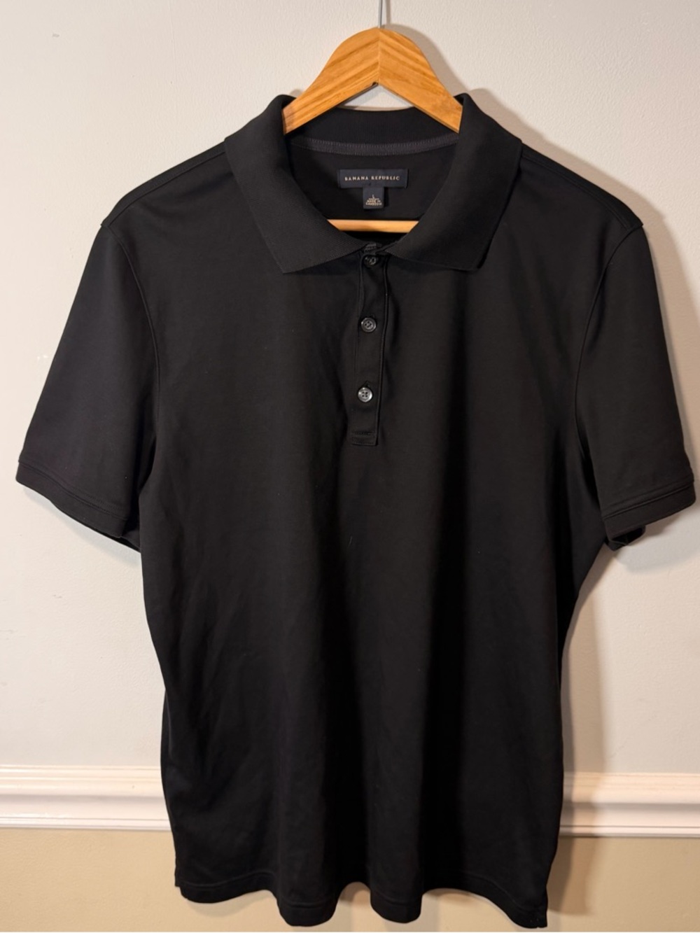 Banana Republic Black Short-Sleeve Polo Shirt